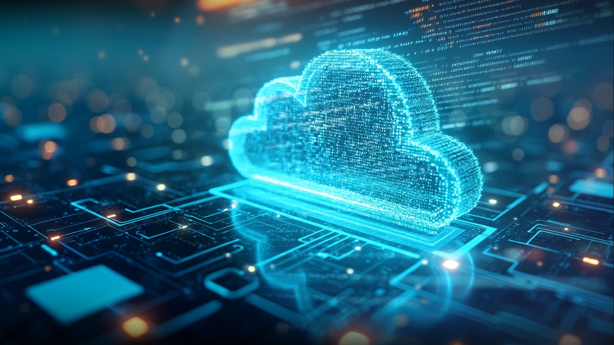 digital cloud with code and abstract background cloud data