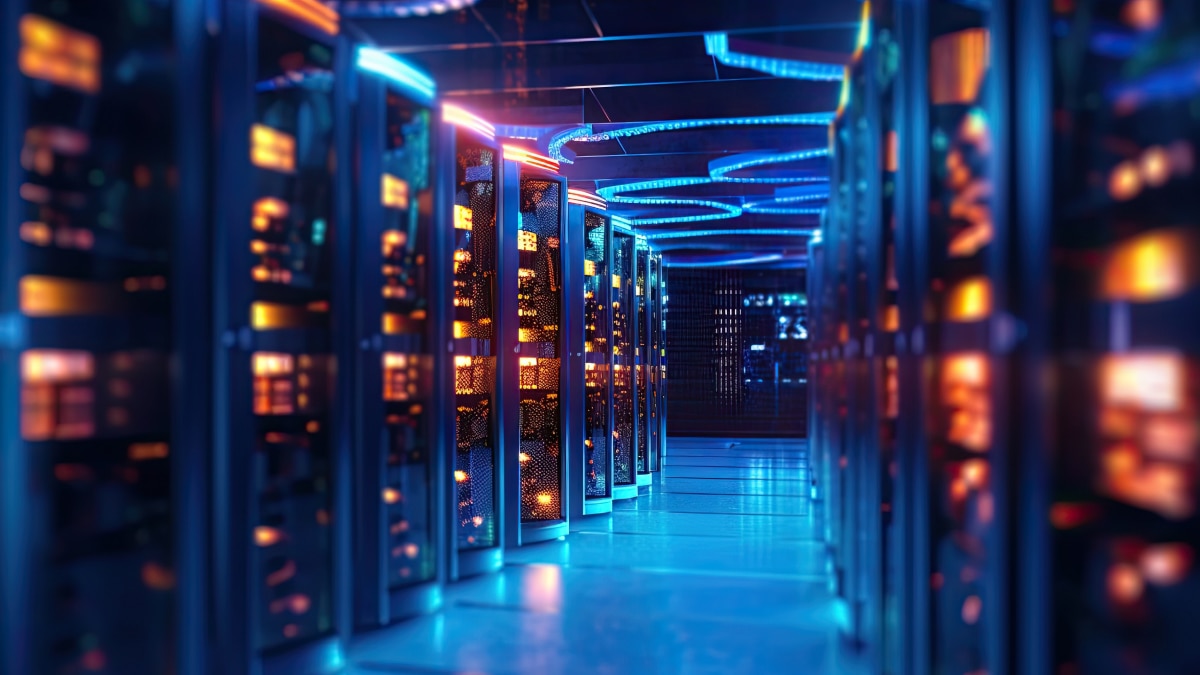A network of servers at a data center
