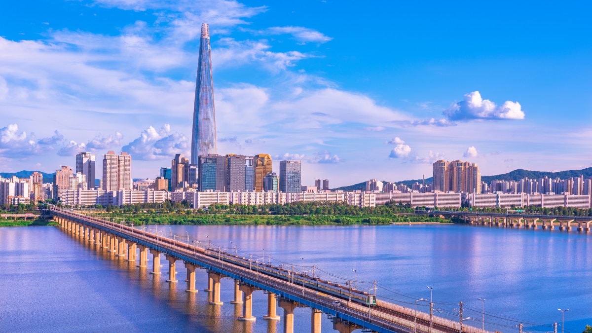 Micro Event in South Korea Seoul Subway and Seoul City Skyline at Han river Seoul, South korea.