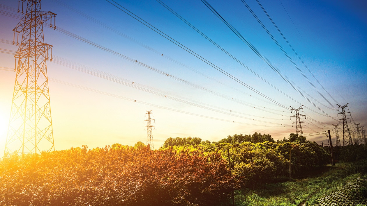 Sunset with power lines