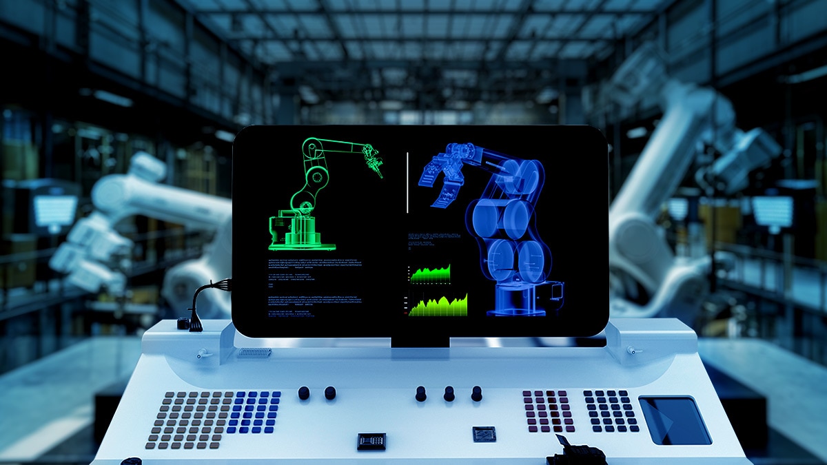 Screen and controller with robotic arms Screen and controller with robotic arms